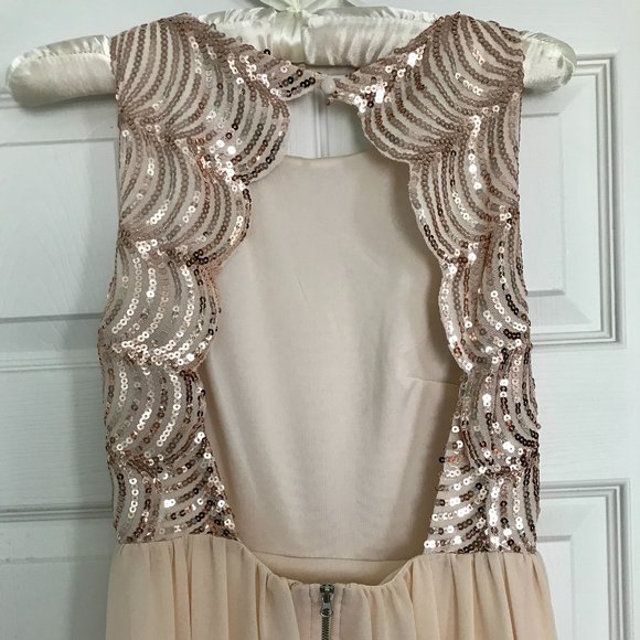 Prom Dress - long, blush, open back, size small - Picture 2 of 6